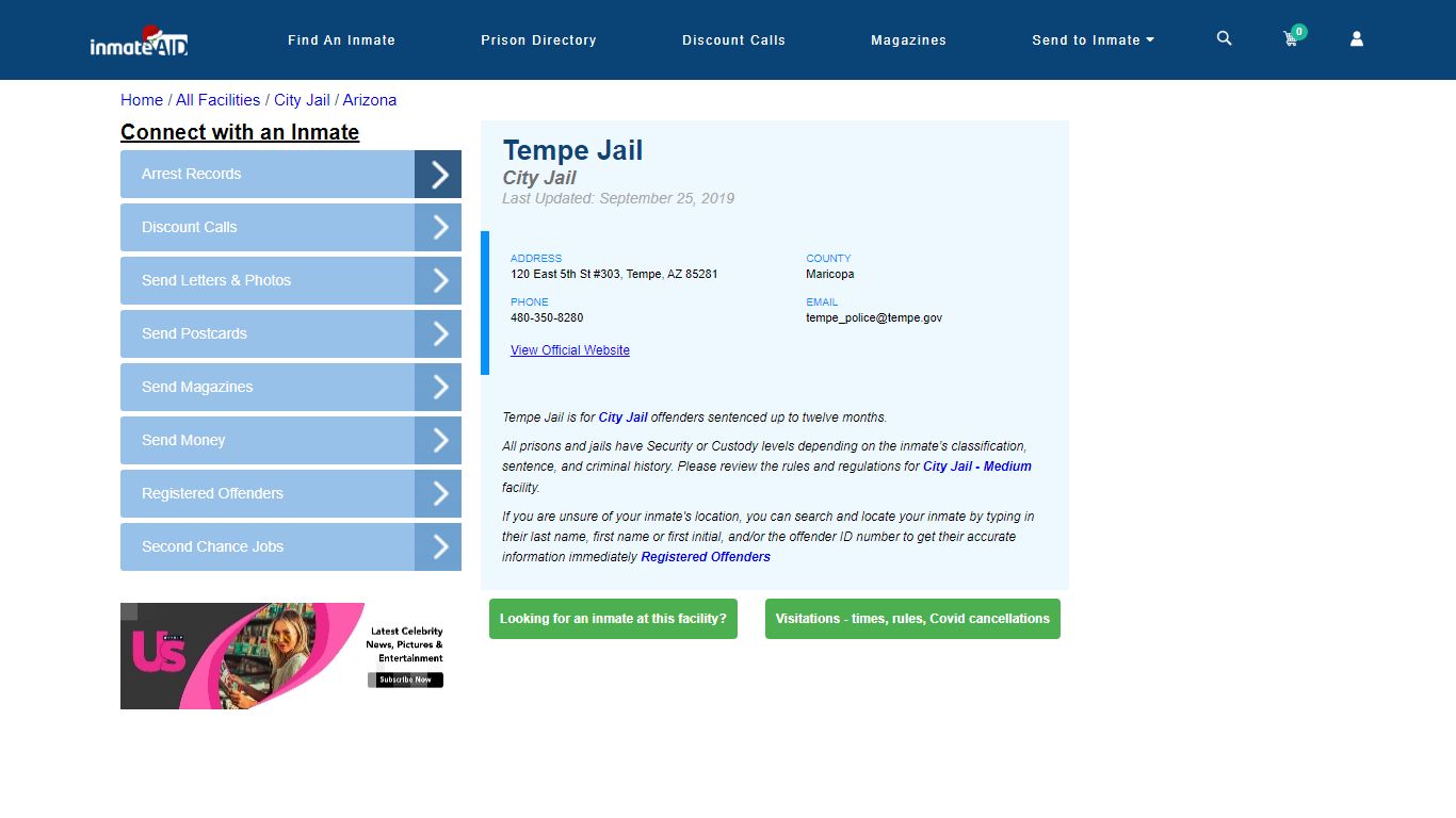 Tempe Jail | Inmate Locator