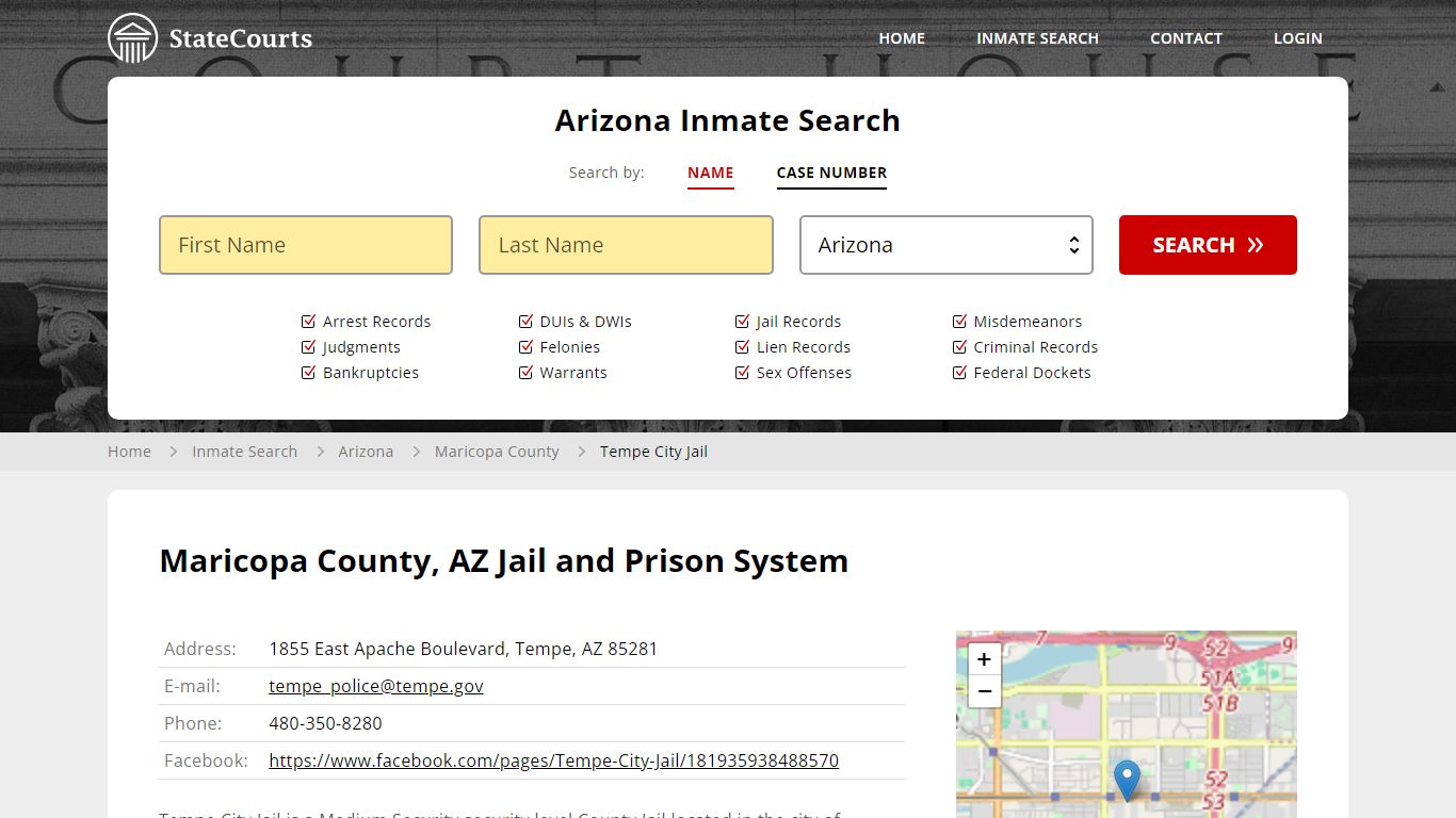 Tempe City Jail Inmate Records Search, Arizona - StateCourts